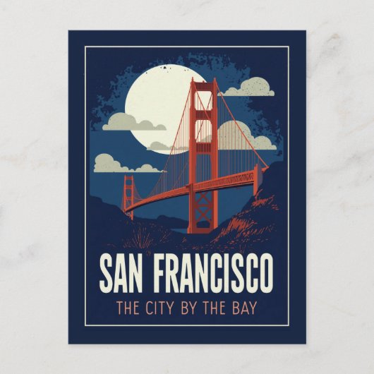 Carte Postale San Francisco Golden Gate Retro Night (Devant)
