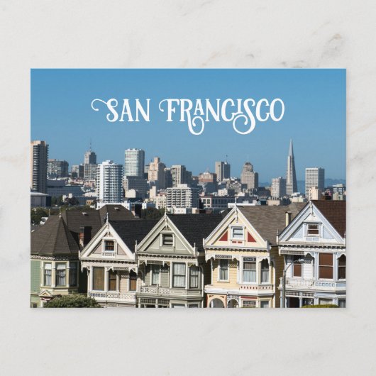 Carte Postale San Francisco Skyline et Maisons pour dames peinte (Devant)