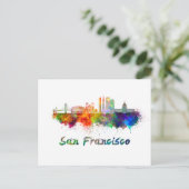 Carte Postale San Francisco V2 skyline en aquarelle (Debout devant)