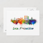 Carte Postale San Francisco V2 skyline en aquarelle (Devant / Derrière)