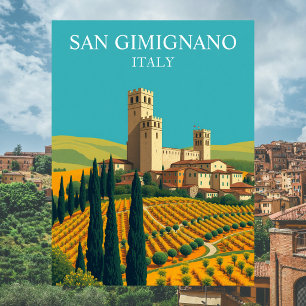 Carte Postale San Gimignano, Italie Tours Art Vintage