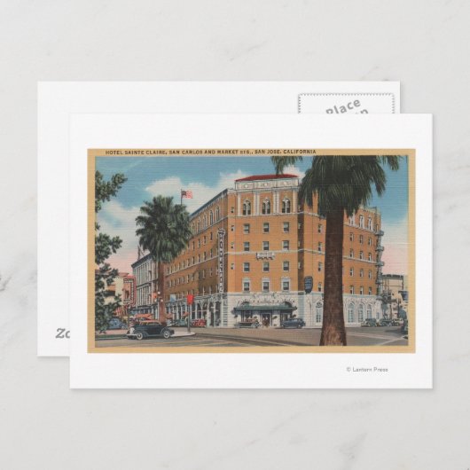 Carte Postale San Jose, CA - Hôtel Sainte Claire (Devant / Derrière)