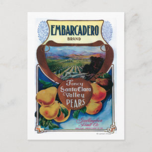 Carte Postale San Jose, CaliforniaEmbarcadero Pear Label