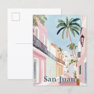 Carte Postale San Juan Porto Rico Aquarelle Peinture Voyage