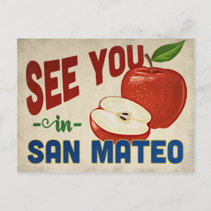 Carte Postale San Mateo California Apple - Vintage Travel