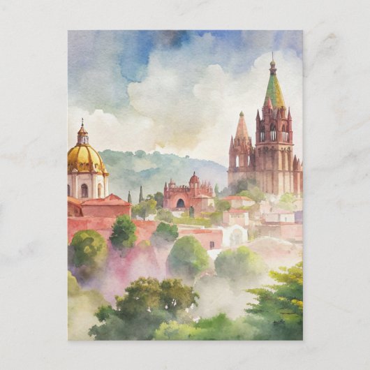 Carte Postale San Miguel de Allende Mexique Aquarelle (Devant)