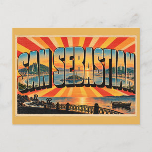 Carte Postale San Sebastian La Concha Bay Art de Voyage Rétro