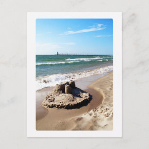 Carte Postale Sandcastle Le Long Du Lac Michigan