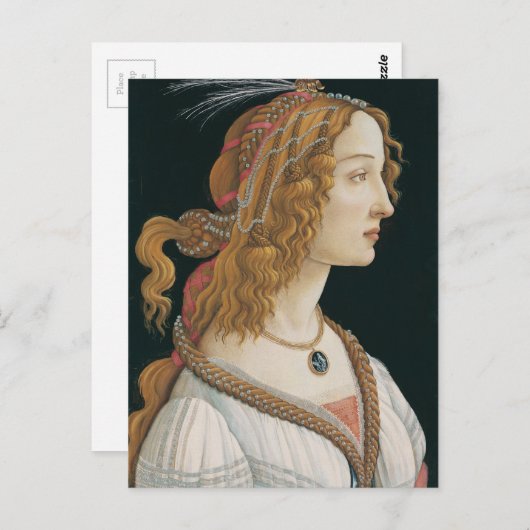 Carte Postale Sandro Botticelli - Portrait idéalisé d'une dame (Devant / Derrière)