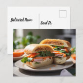 Carte Postale Sandwich Banh Mi sur une assiette (Devant / Derrière)