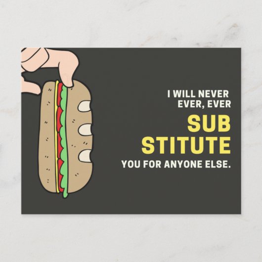 Carte Postale Sandwich drôle noir et jaune (Devant)