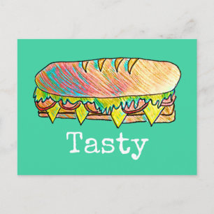 Carte Postale Sandwich savoureux sous-sandwich art alimentaire m