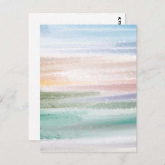 Carte Postale Sandy Beach Ocean Waves Coucher de soleil Couleur  (Devant / Derrière)