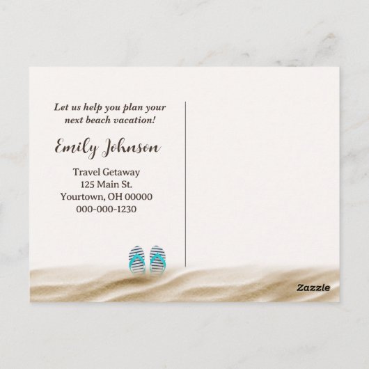 Carte Postale Sandy Beach Vacation Barefoot Prints (Dos)