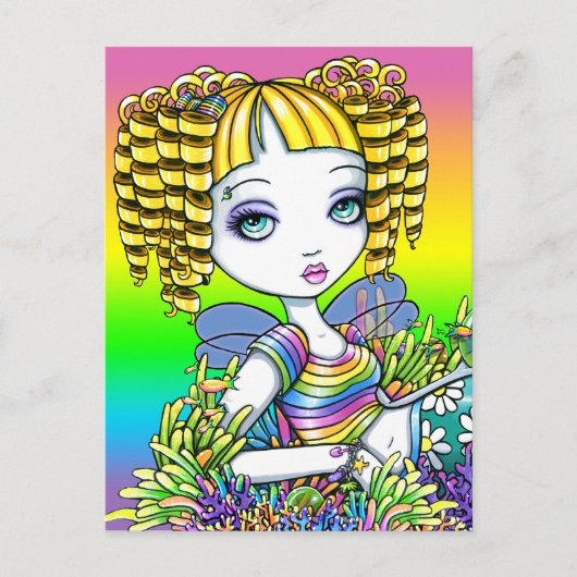Carte postale "Sandy" Cute Rainbow Mermaid Fairy A (Devant)