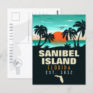 Carte Postale Sanibel Island Florida Retro Sunset Souvenirs