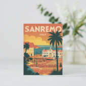 Carte Postale Sanremo, Italie, illustration de style rétro (Debout devant)