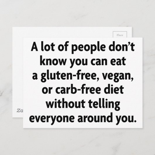 Carte Postale Sans glucides (Devant / Derrière)