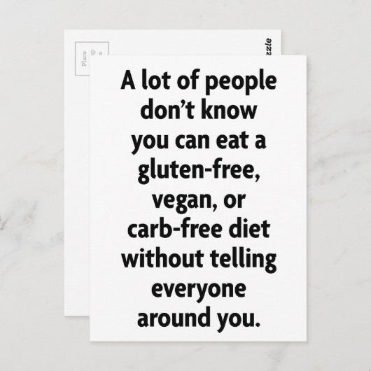 Carte Postale Sans glucides (Devant / Derrière)