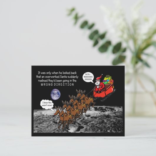 Carte Postale Santa Christmas Jokes Reindeers Wrong Direction (Debout devant)