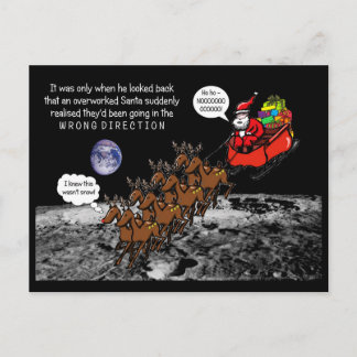 Carte Postale Santa Christmas Jokes Reindeers Wrong Direction