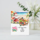 Carte Postale SANTA CLAUS à Hawaii Beach pour Noël (Debout devant)