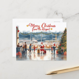Carte Postale Santa Claus à l'aéroport