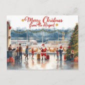 Carte Postale Santa Claus à l'aéroport (Devant)