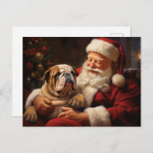 Carte Postale Santa Claus avec Bulldog anglais (Devant / Derrière)