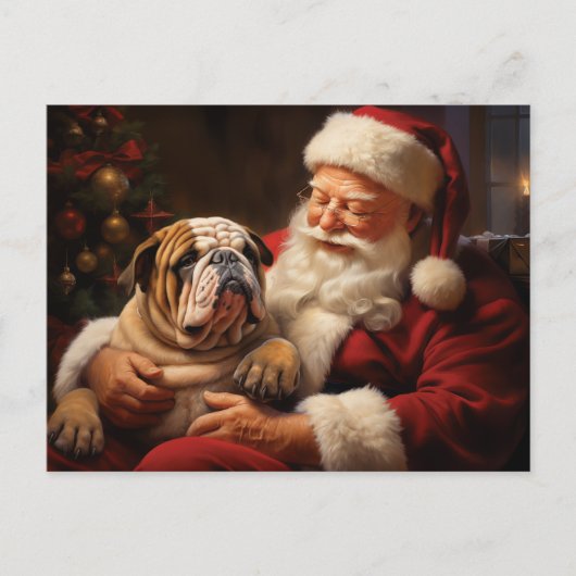 Carte Postale Santa Claus avec Bulldog anglais (Devant)