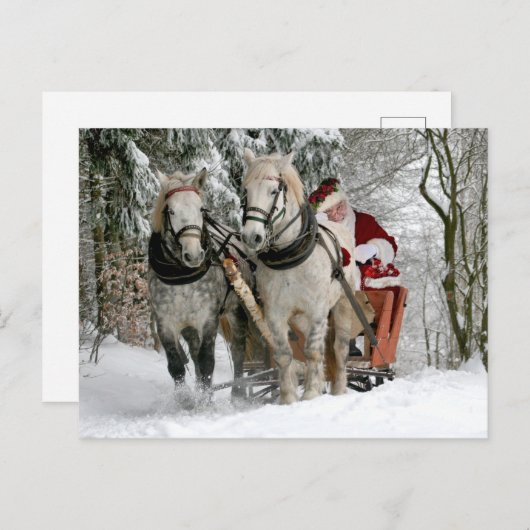 Carte Postale Santa Claus Carriage Noël (Devant / Derrière)