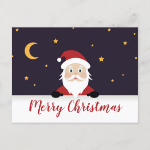 Carte Postale Santa Claus disant Merry Xmas nuit