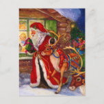 Carte Postale Santa claus et rudolph<br><div class="desc">santa claus christmas rudolph,  beautiful art cheerful night,  gift funny cut ,  animal present happy red,  snow deer xmas reindeer,  merry new celebress,  holiday cartoon,  painting paint vintage,  christmas santa claus rudolph, </div>