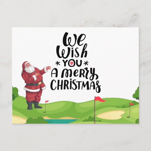 Carte Postale Santa Claus Golfer Joyeux Noël au golf (Devant)