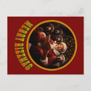 Carte Postale Santa Claus Merry Rizzmas avec récupérateur de lab