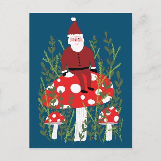 Carte Postale Santa Claus mignon sur les Noël des champignons ma (Devant)