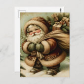 Carte Postale Santa Claus rétro avec cadeaux (Devant / Derrière)