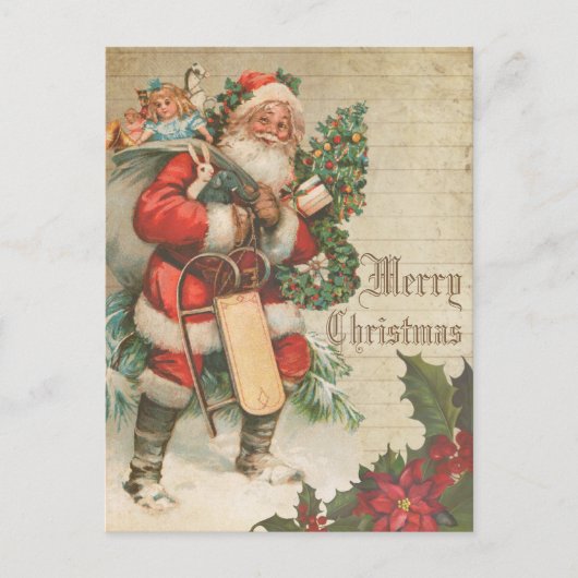 Carte Postale Santa Claus rouge vintage (Devant)
