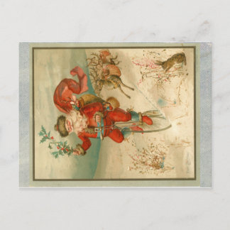 Carte Postale Santa Claus victorien sur vélo à grande roue