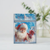 Carte Postale Santa Claus waving cheerfully from a snowy window (Debout devant)