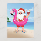 Carte Postale Santa Claus with flamingo (Devant)