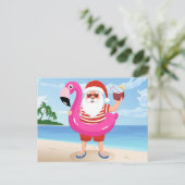 Carte Postale Santa Claus with flamingo (Debout devant)