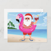 Carte Postale Santa Claus with flamingo (Devant / Derrière)