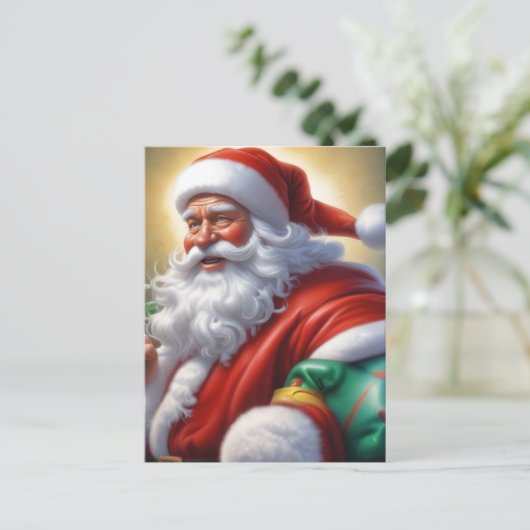 Carte Postale Santa Clause Joyeux Noël Bonne année (Debout devant)