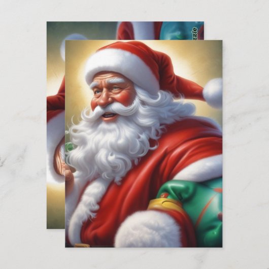 Carte Postale Santa Clause Joyeux Noël Bonne année (Devant / Derrière)