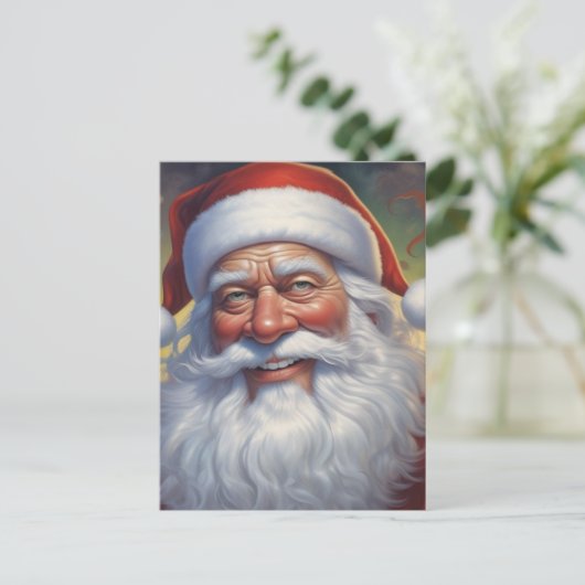Carte Postale Santa Clause Joyeux Noël Bonne année (Debout devant)