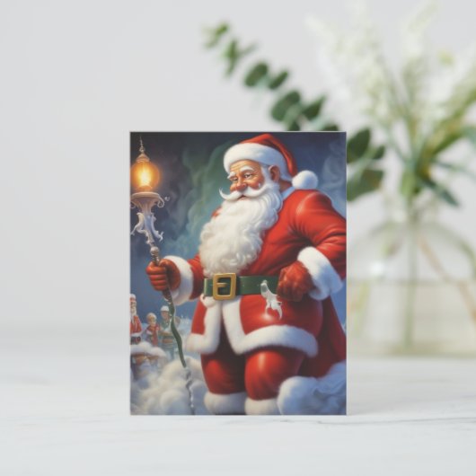 Carte Postale Santa Clause Joyeux Noël Bonne année (Debout devant)