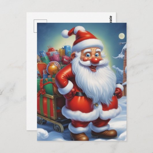 Carte Postale Santa Clause Joyeux Noël Bonne année (Devant / Derrière)