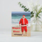 Carte Postale Santa Clause sur la plage les plus chauds souhaits (Debout devant)