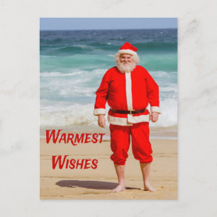 Carte Postale Santa Clause sur la plage les plus chauds souhaits